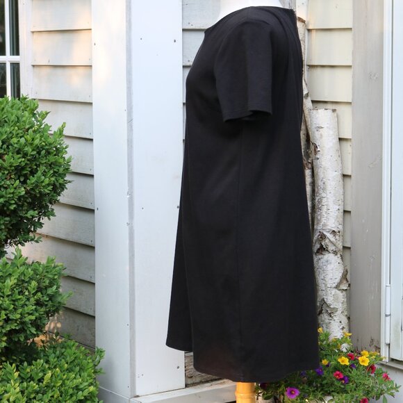 Esmara Black Short Sleeve Exposed Back Zipper Knit Cotton Blend Sheath Dress MED - Picture 3 of 7